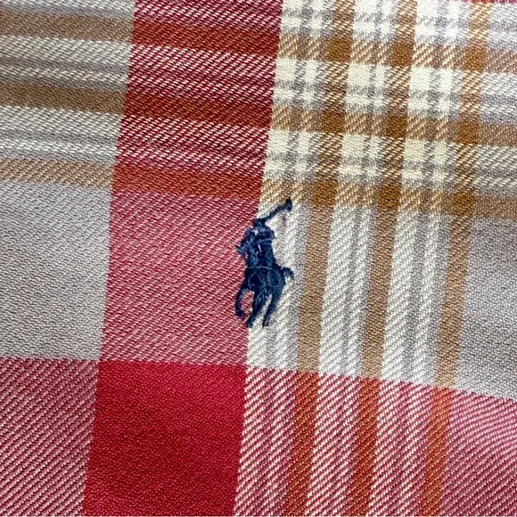 Ralph Lauren Plaid Button Down Shirt / Men’s Large / Red, White & Tan. Cotton. - Picture 3 of 6